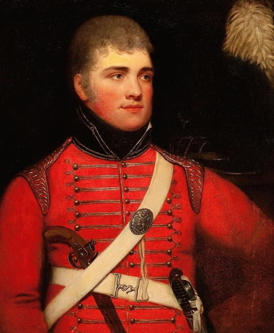 身穿红色制服的英国军官肖像