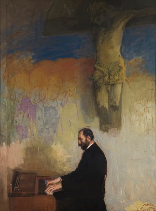 Leon Wyczółkowski - Portrait of Feliks Jasieński at the Organ