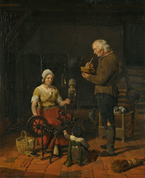 Cornelis Kruseman - Peasant Family in their Cottage