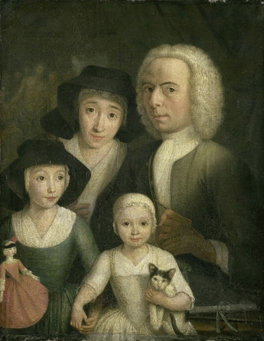 与妻子桑内克·范博梅尔及其两个孩子的自画像