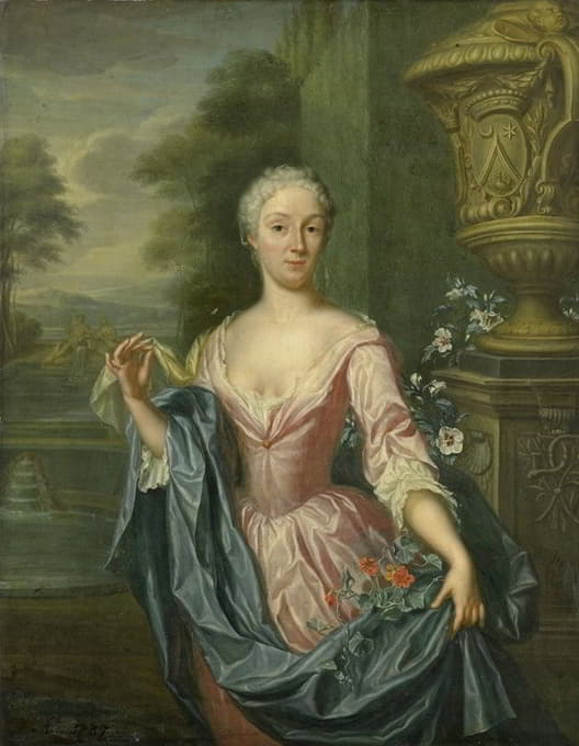 克劳丁·范·罗延（生于1712年）的肖像，彼特·特丁·范·伯克霍特的妻子