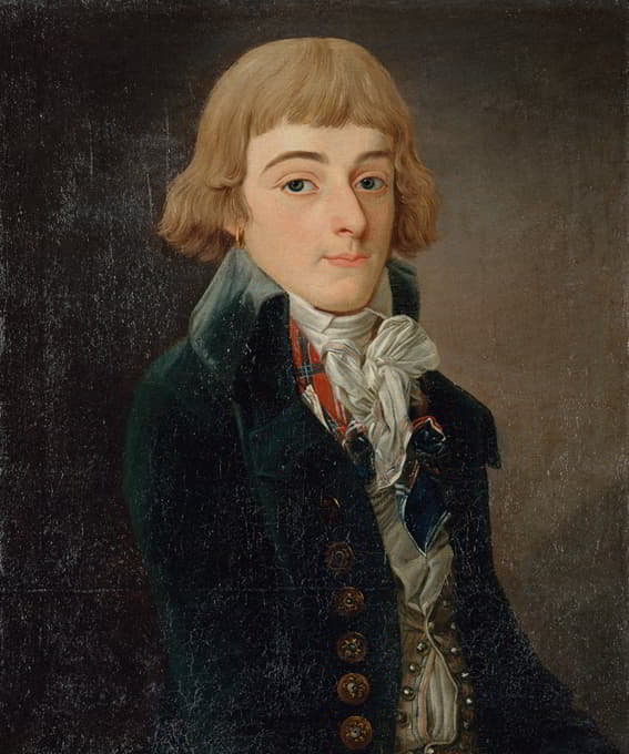 François Bonneville - Portrait présumé de Louis-Antoine de Saint-Just (1767-1794), conventionnel.