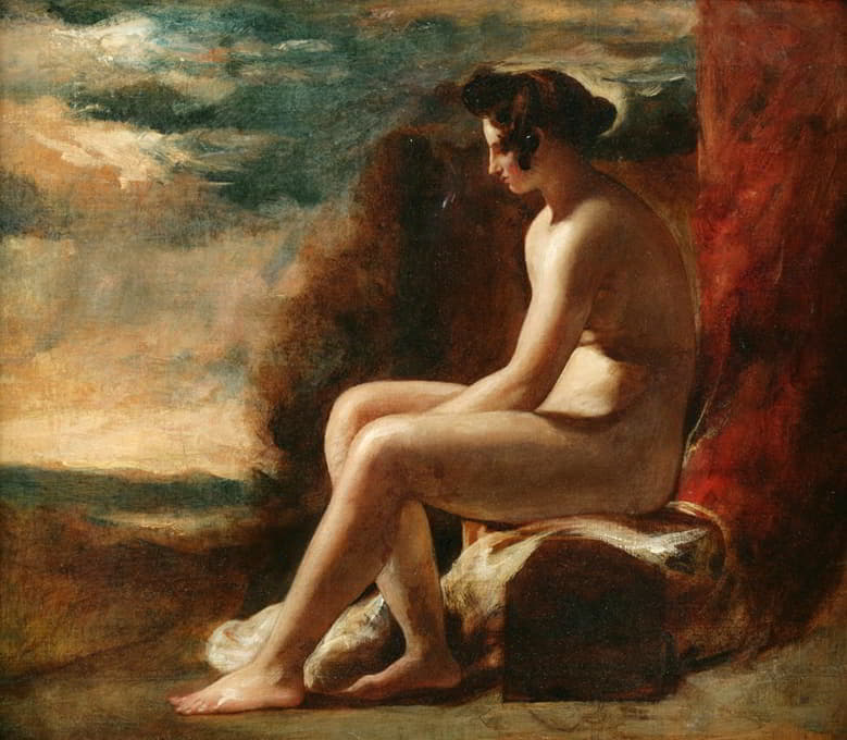 William Etty - Seated Nude in a Landscape