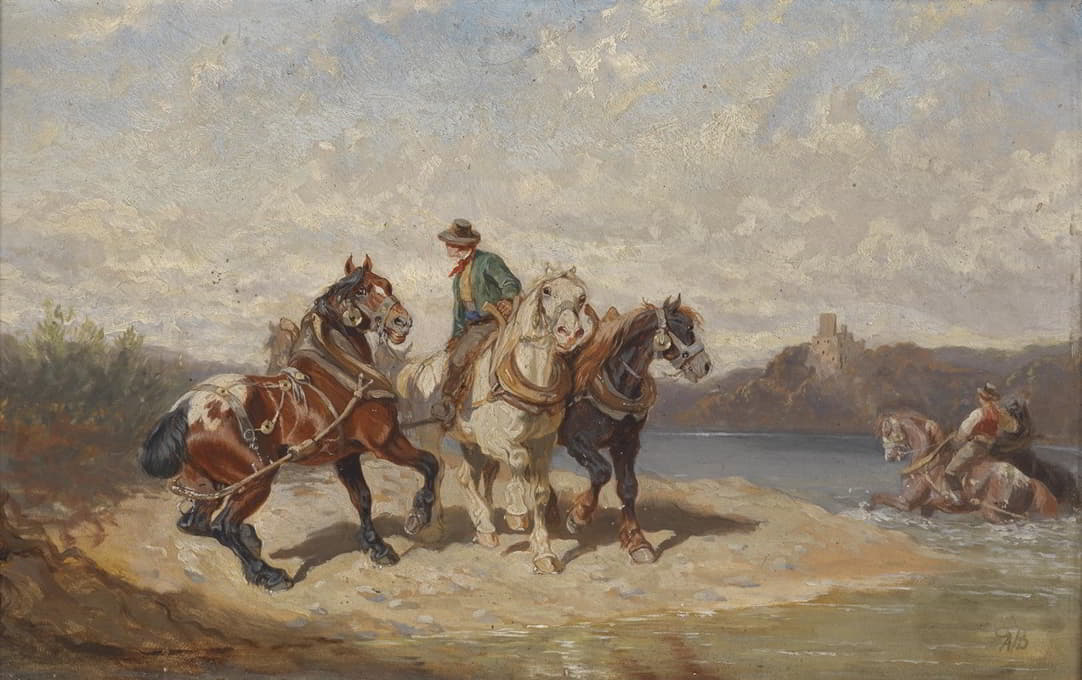 Alexander Von Bensa - Treidelpferde an der Donau