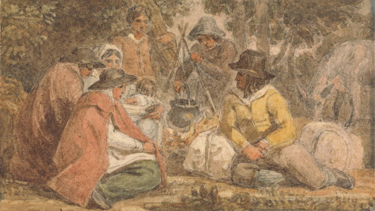 Joshua Cristall - Country Folk Gathered Around a Cooking Pot