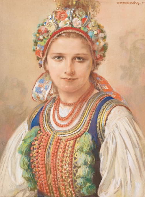 穿着波兰服装的女人的肖像