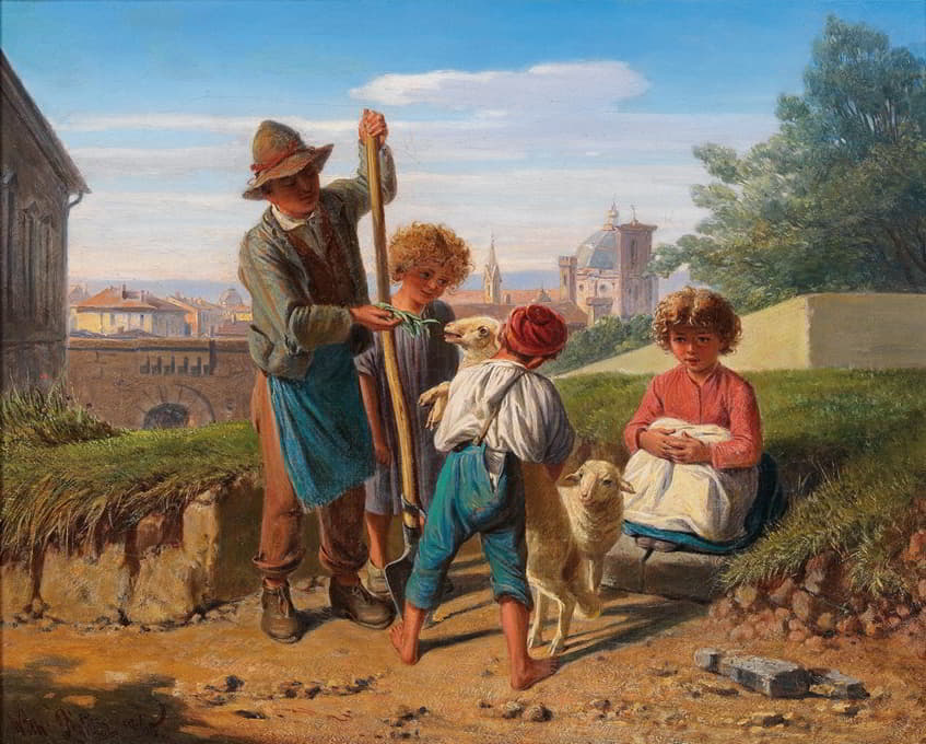 佛罗伦萨城门前的农场儿童