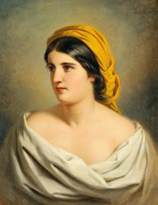 一个戴着黄色头巾的女人的肖像