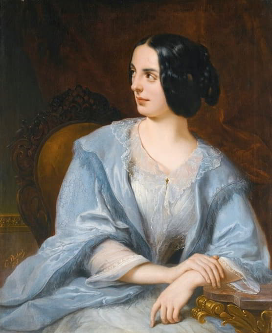Henri-Eugène Pluchart - Portrait Of A Lady Said To Be The Actress Vera Samoilova