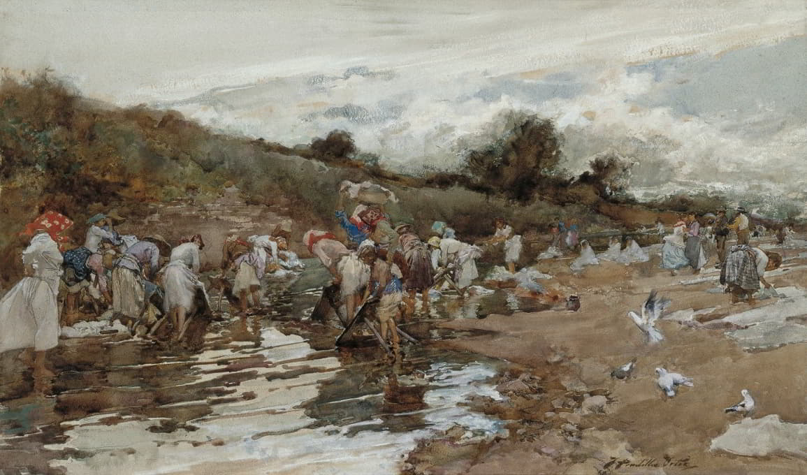 Francisco Pradilla - Washerwomen at the River