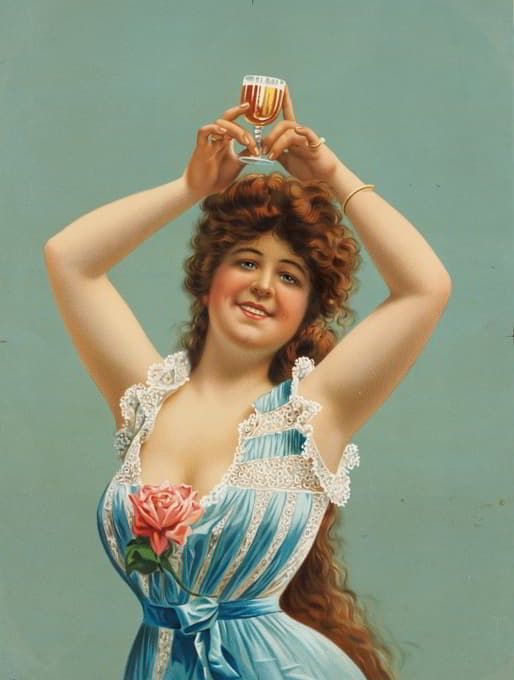 Anonymous - Woman holding glass of beer over her head