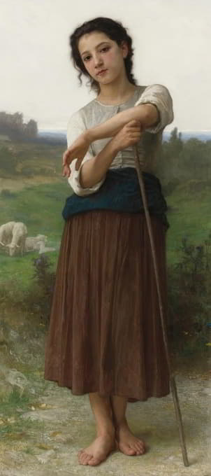 站立的年轻牧羊女