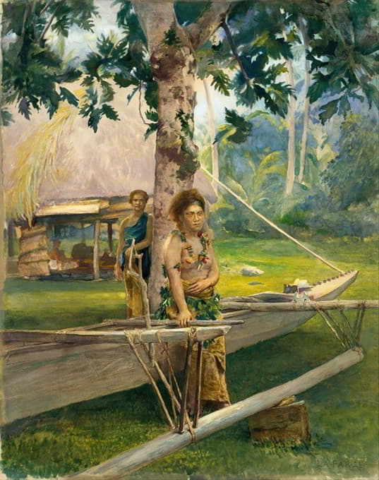 John La Farge - Portrait of Faase, the Taupo, or Official Virgin, of Fagaloa Bay, and Her Duenna, Samoa