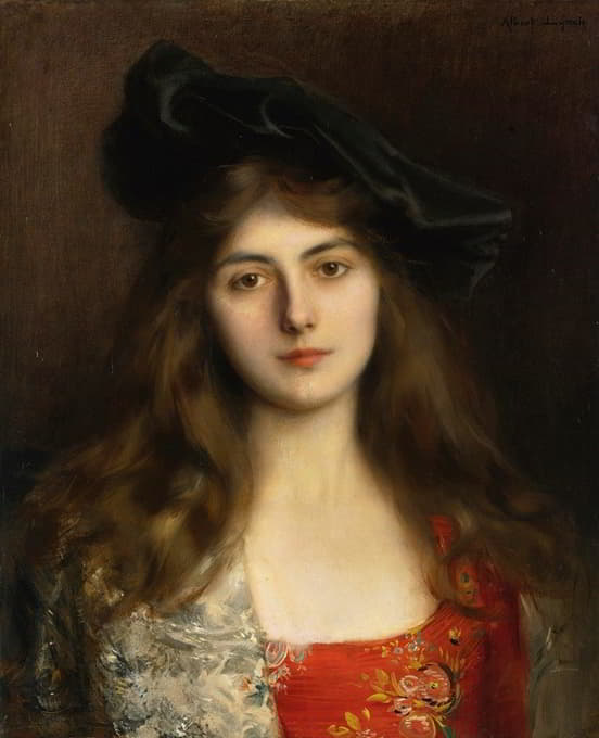 Albert Lynch - Portrait of a Young Woman