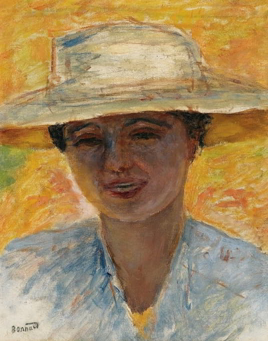 戴大帽子的女人肖像