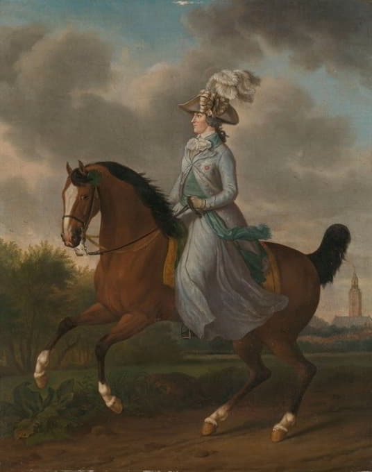 普鲁西亚的弗雷德里卡·索菲亚·威廉敏娜（1751-1820），威廉五世王子妻子的马术肖像