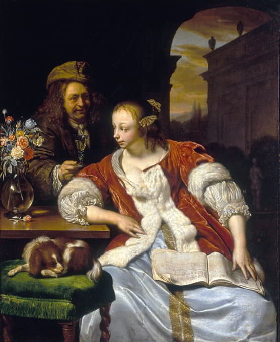 Frans van Mieris the Elder - Le chant interrompu; portrait de l’artiste et sa femme