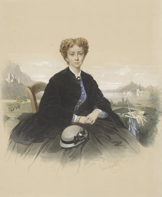 Louis Chantal - Portret van Maria Elisabeth Adolphine Waller-Schill