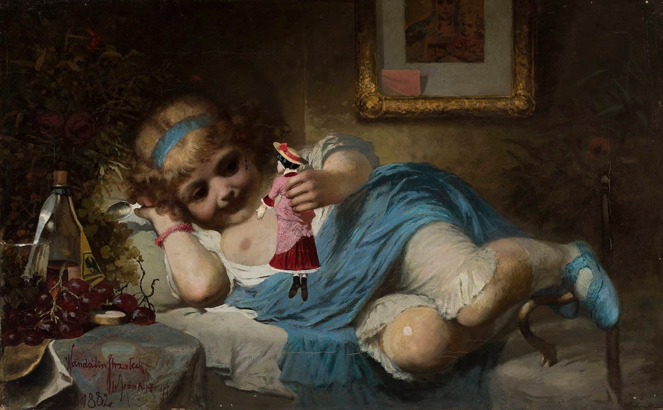 Wandalin Strzałecki - Girl with a doll – Convalescent