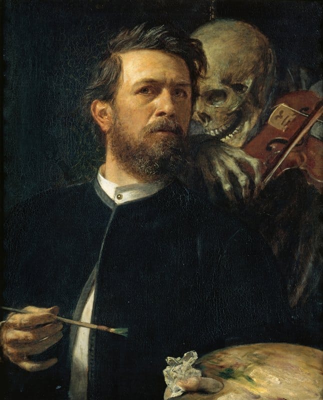 Arnold Böcklin - Self-portrait with fiddling Death