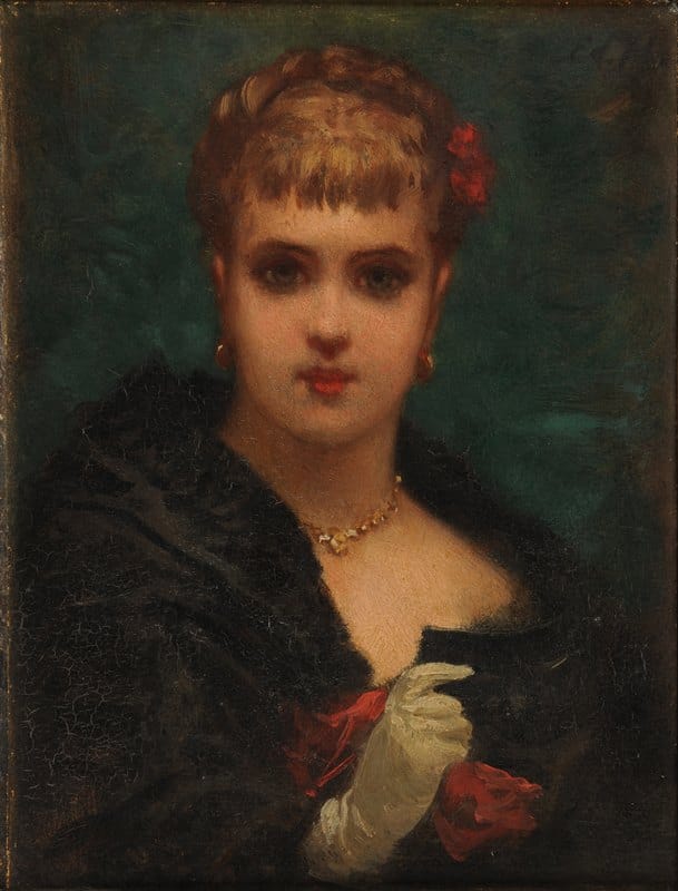 Edmond Hébert - Jeune femme tenant un masque