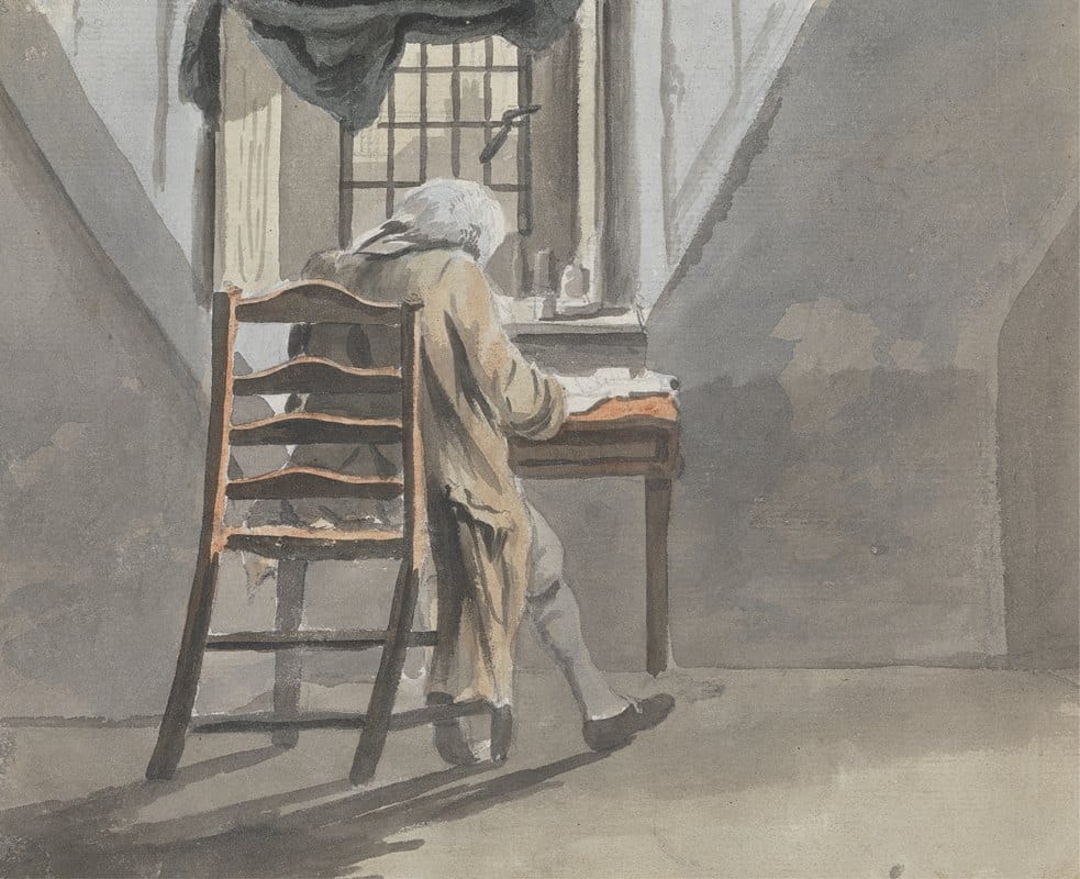 James Miller - Back View of a Seated Man in an Attic