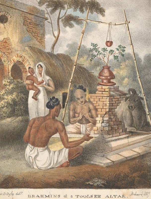 Sir Charles D'Oyly - Brahmins at a Toolsee Altar
