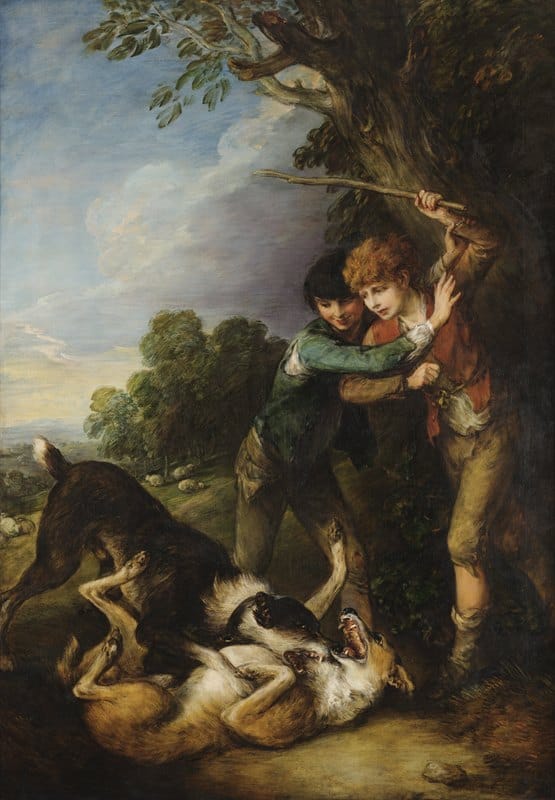 Thomas Gainsborough - Two shepherd boys with dogs fighting