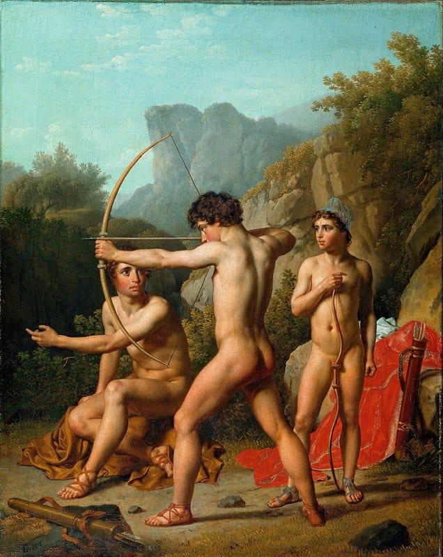 Christoffer Wilhelm Eckersberg - Three Spartan Boys Practising Archery