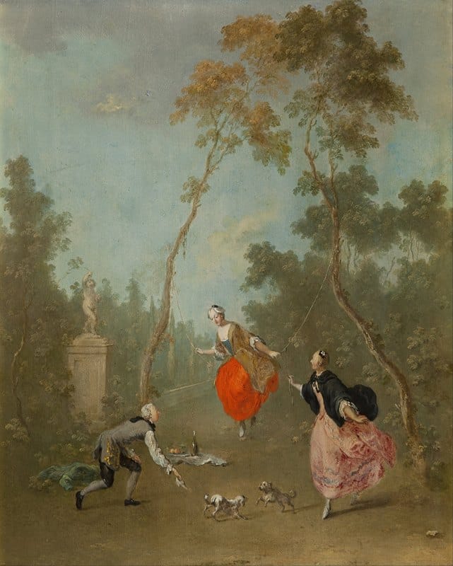 Norbert Joseph Carl Grund - Lady on a Swing – Gallant Scene in the Park I