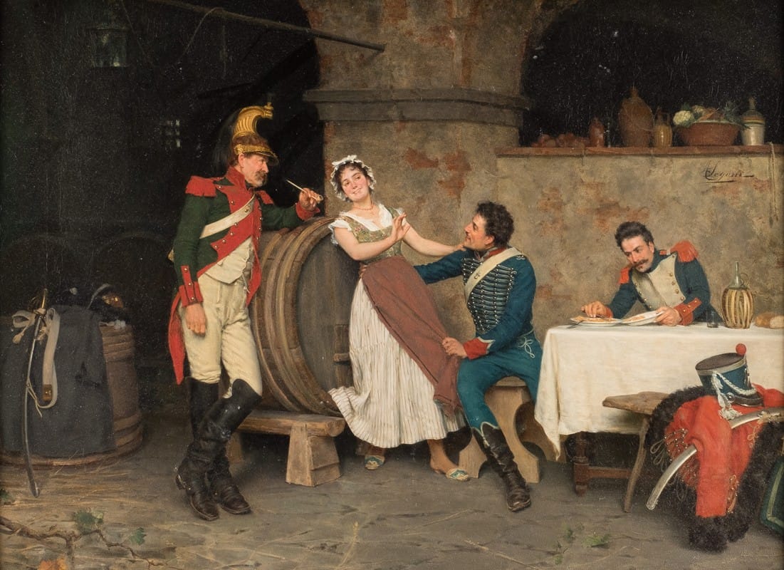 Alcide Segoni - Resting soldiers in a tavern