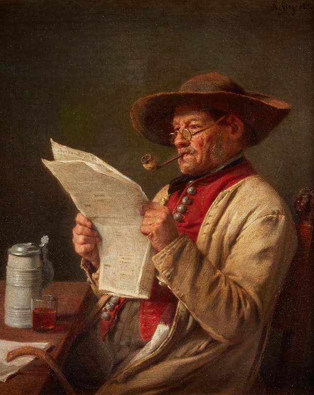 August Friedrich Siegert - Man Reading the News