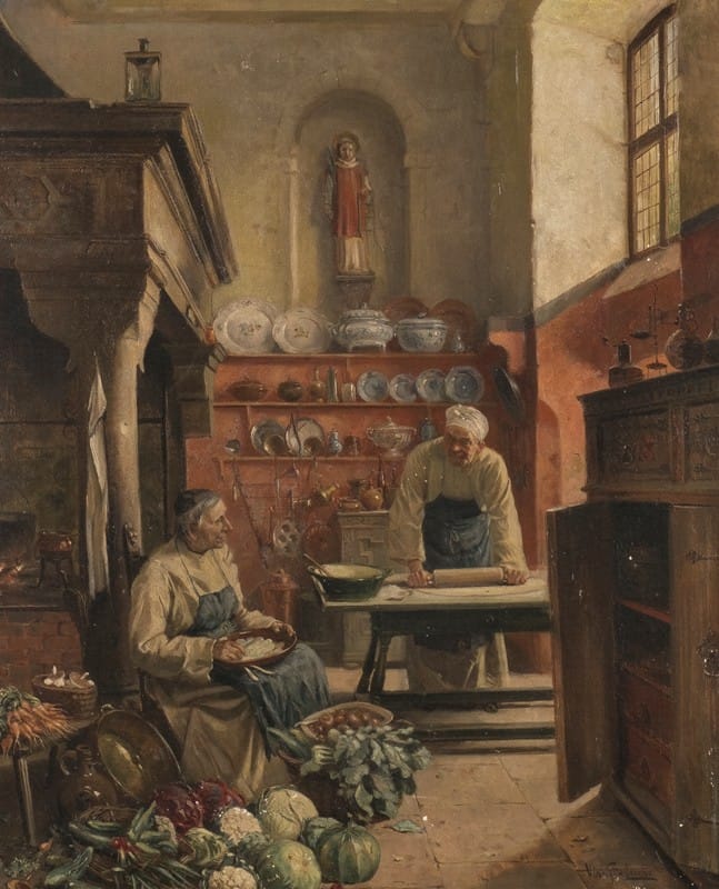 Vincent Stoltenberg Lerche - Two monks in the monastery kitchen