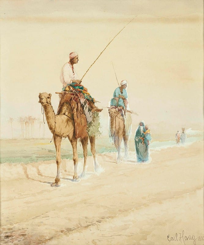 Carl Haag - Arab travellers on an Egyptian road