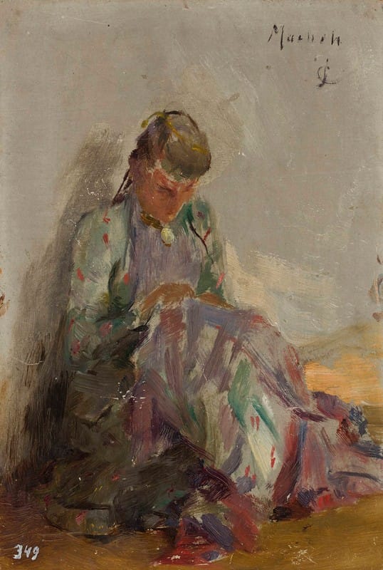 Jan Ciągliński - Sewing Tartar girl. From the journey to Crimea