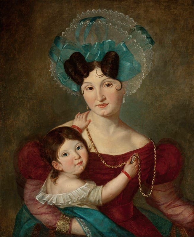 Jan Krzysztof Damel - Portrait of Maria Anna Rawicz (1807–1887) with her son Jaś