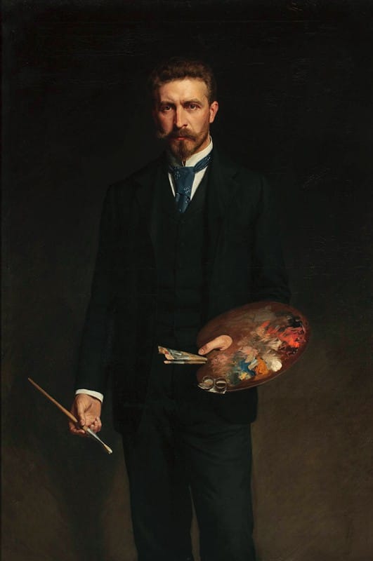 Kazimierz Pochwalski - Self-portrait with palette