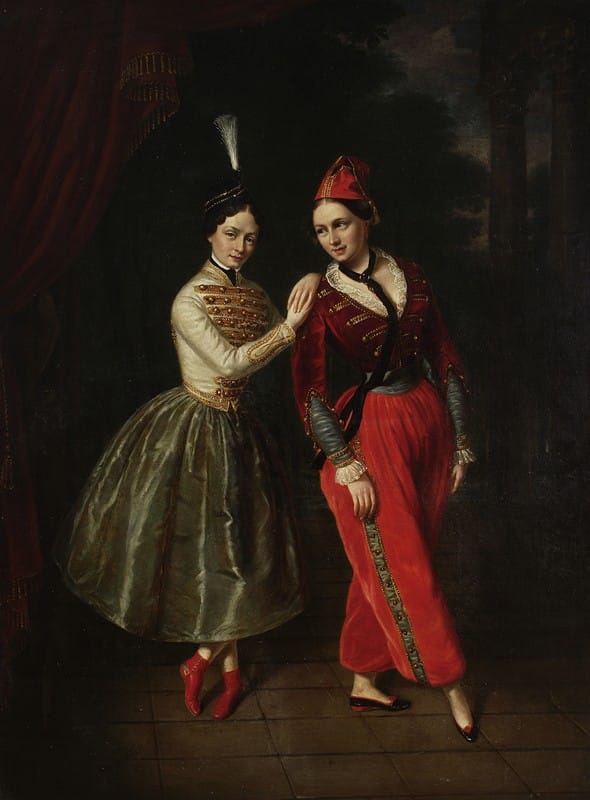 Ksawery Jan Kaniewski - Portrait of the sisters Karolina and Anna Strauss, ballet dancers from Teatr Wielki
