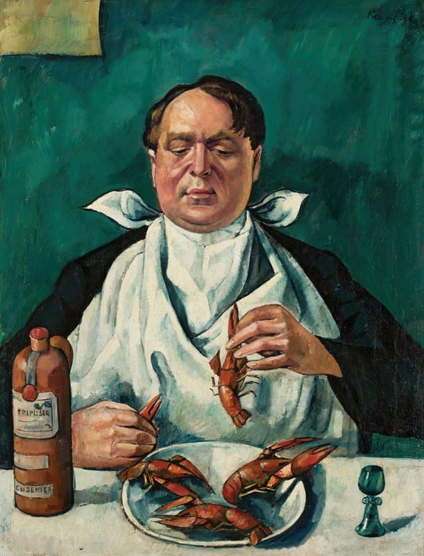 Roman Kramsztyk - Man eating crayfish (Portrait of Karol Szuster)