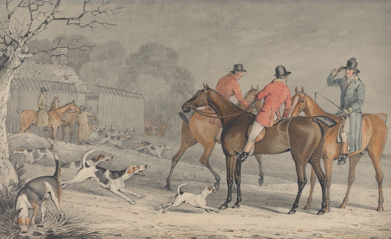 Samuel Alken - Foxhunting; The Meet, With Hounds Coming Out of Kennel
