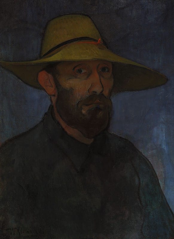 Władysław Ślewiński - Self-portrait in a straw hat