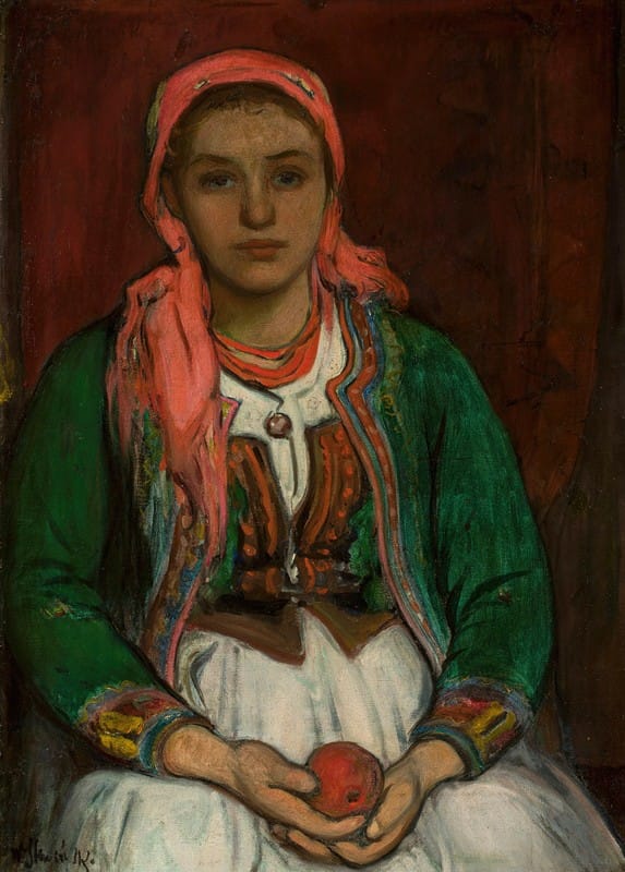Władysław Ślewiński - Young woman from the Highlands with an apple