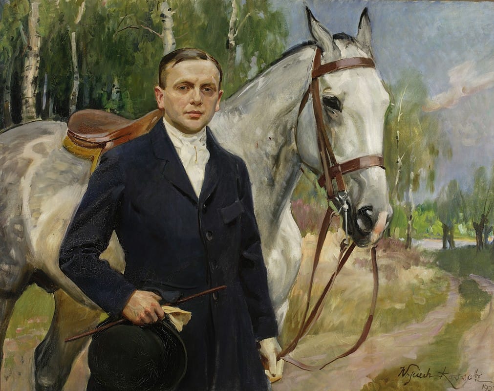 Wojciech Kossak - Portrait of Bronisław Krystall with a horse