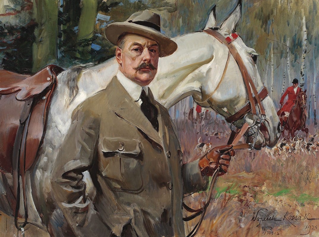 Wojciech Kossak - Self-portrait with a horse