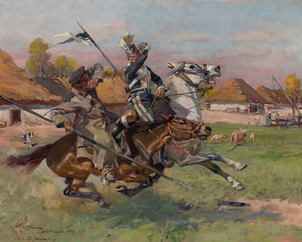 Wojciech Kossak - Uhlan fighting a Cossack