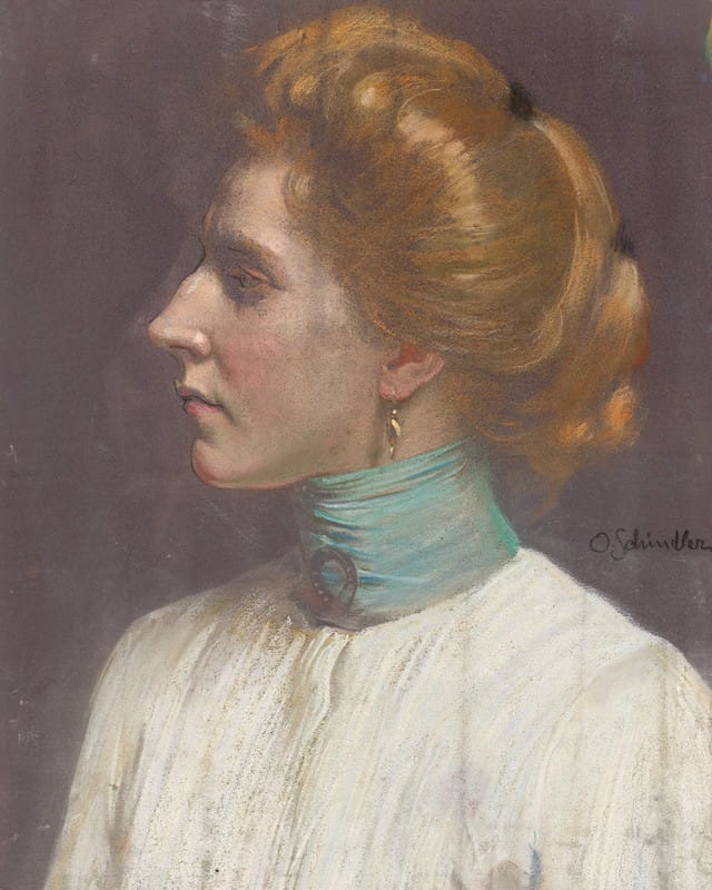 Osmar Schindler - Frau mit goldenem Haar im Profil nach links