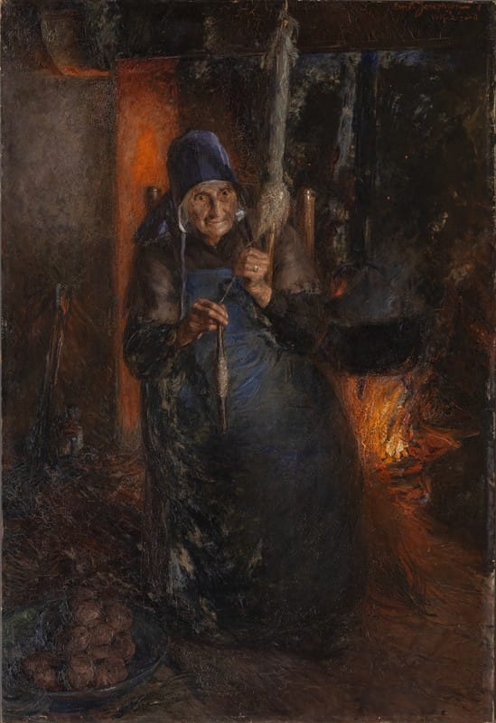 Ernst Josephson - Old Woman Spinning