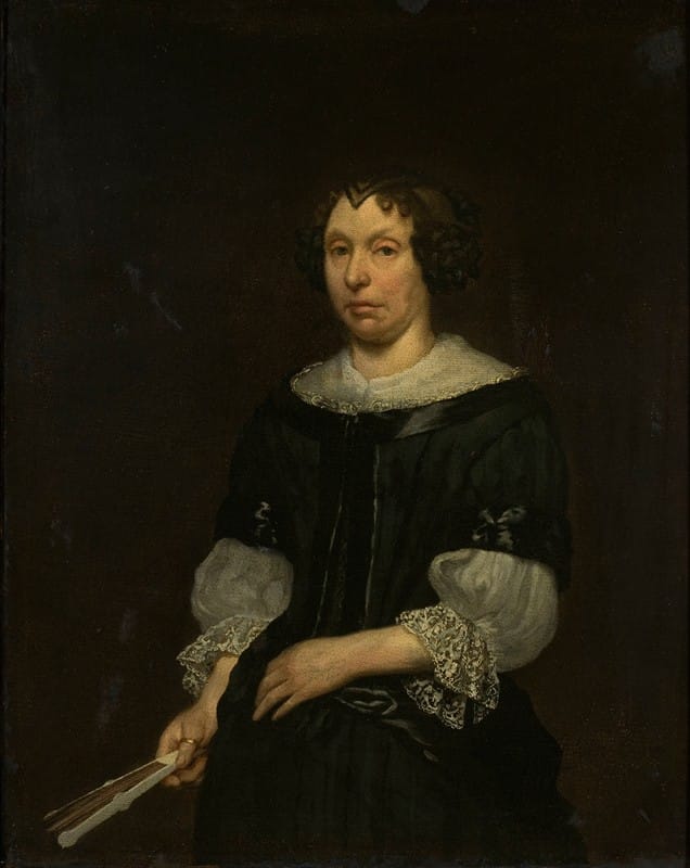 Hendrick Ten Oever - Portrait of a lady with a folding fan
