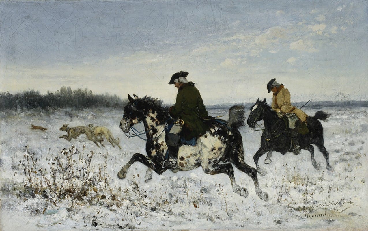 Jan Chełmiński - Hunting with greyhounds