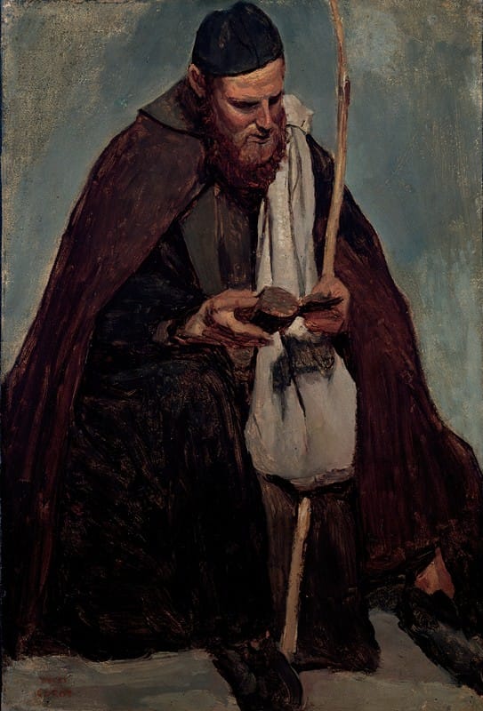 Jean-Baptiste-Camille Corot - Moine italien assis, lisant (Seated Italian Monk Reading)